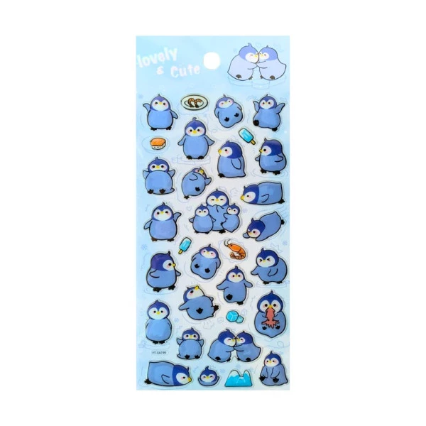 Cartela de Adesivo Uniso Glitter Cristal Lovely e Cute Pinguim