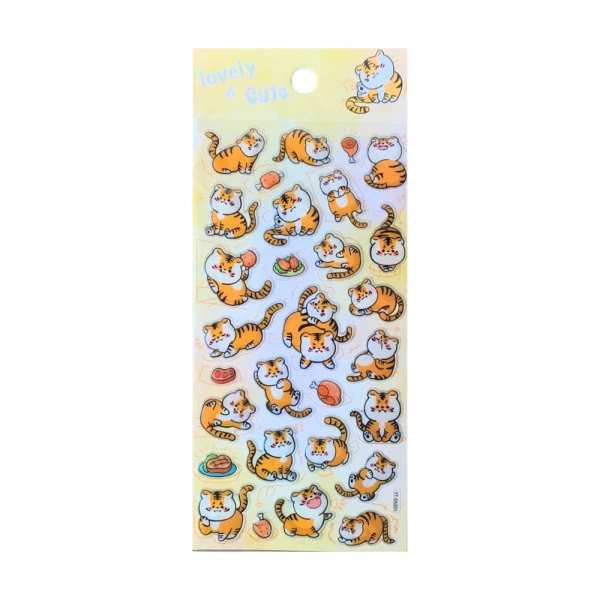 Cartela de Adesivo Uniso Glitter Cristal Lovely e Cute Tigre
