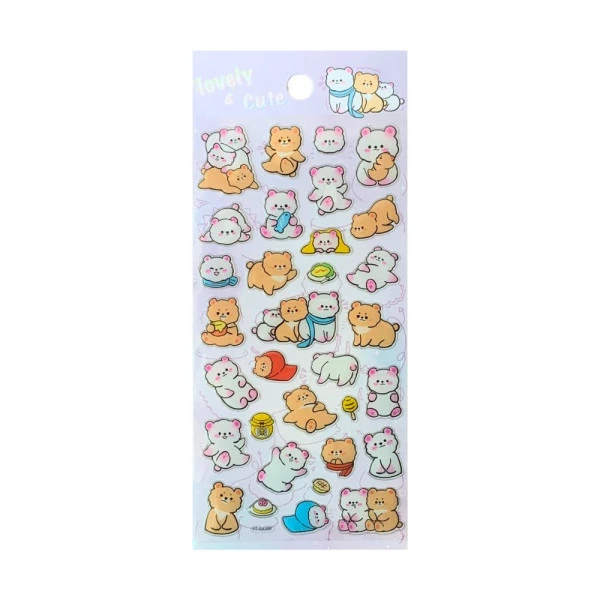 Cartela de Adesivo Uniso Glitter Cristal Lovely e Cute Ursos