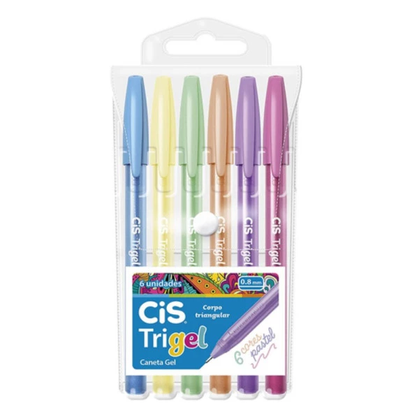 Caneta Gel Cis TriGel Cores Pastel c/ 6 un
