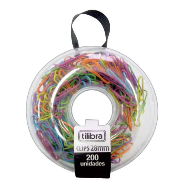 Clips Donut Cores Sortidas Tilibra 28mm 200 Un