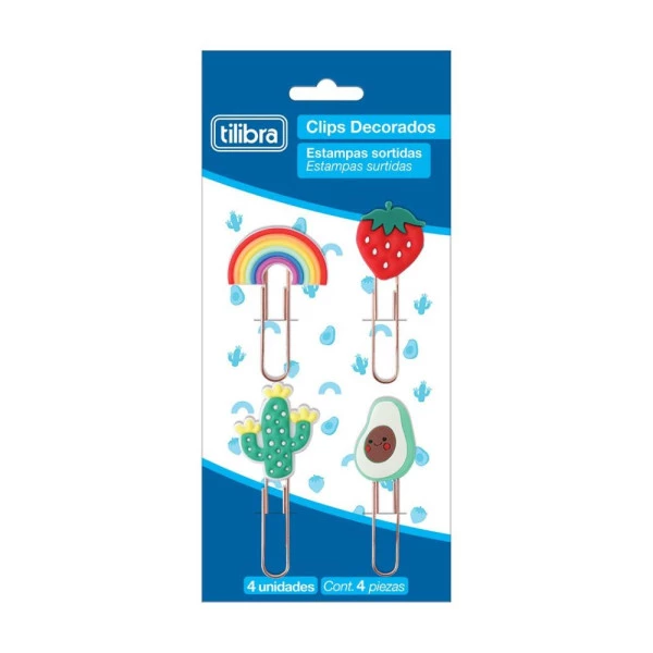 Clips De Papel Decorados Tilibra Blister C/4Un