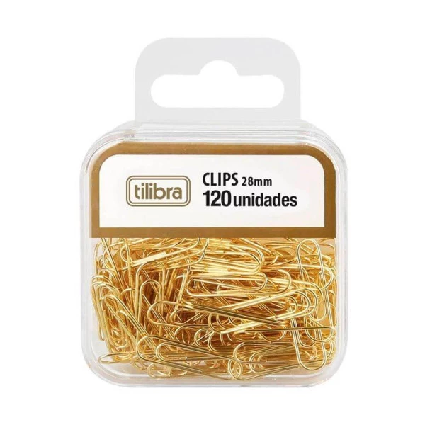Clips de Papel Dourado 28mm 120 unidades Tilibra