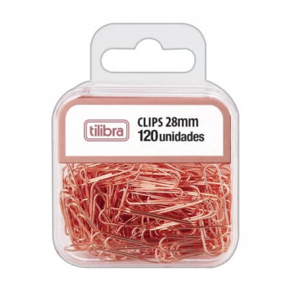 Clips de Papel Rosé Gold 28mm 120 unidades Tilibra