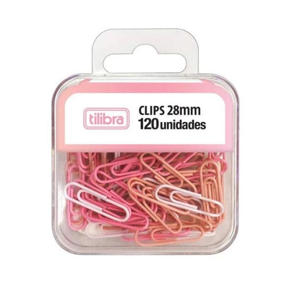 Clips Rosa Pastel Tilibra 28mm 120 un