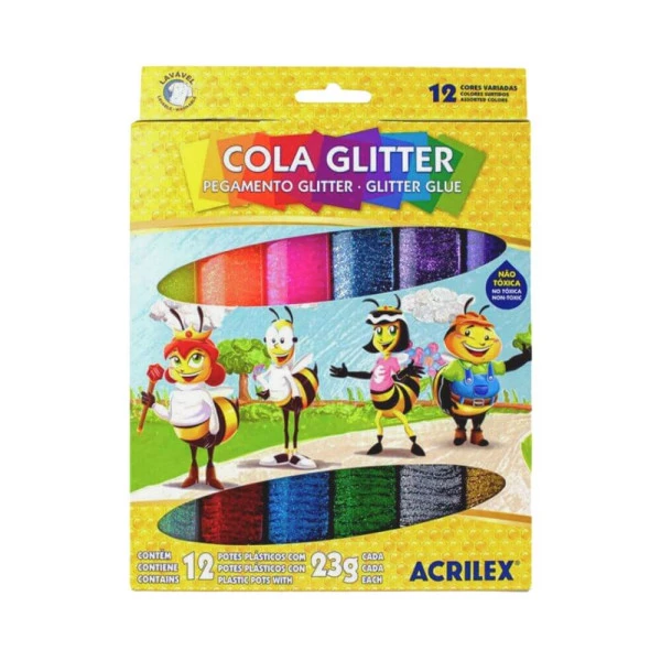Cola Glitter Acrilex 12 Cores
