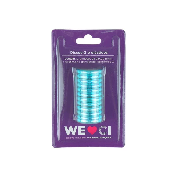 Discos + Elástico G Caderno Inteligente Azul Metálico