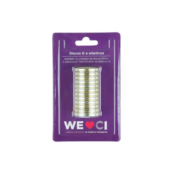 Discos + Elástico G Caderno Inteligente Dourado