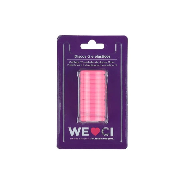 Discos + Elástico G Caderno Inteligente Rosa Neon