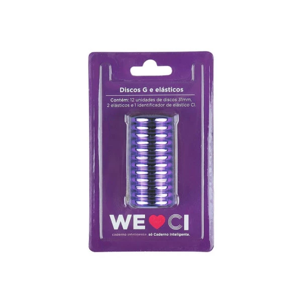 Discos + Elástico G Caderno Inteligente Roxo Metálico