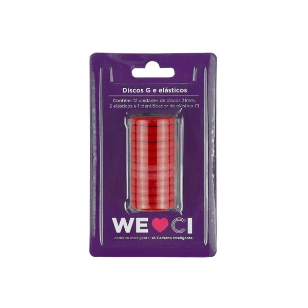 Discos + Elástico G Caderno Inteligente Vermelho