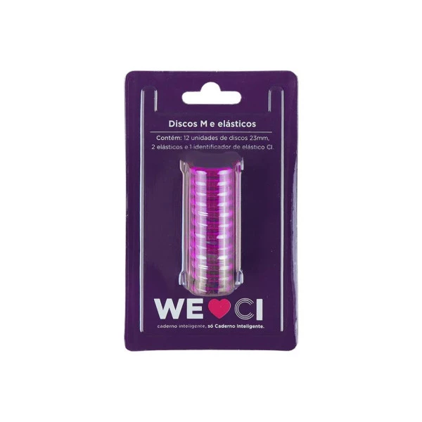 Discos + Elástico M Caderno Inteligente Rosa Metálico