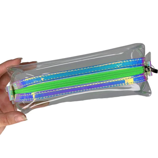 Estojo Bau Cristal Transparente Holográfico Verde Fizz