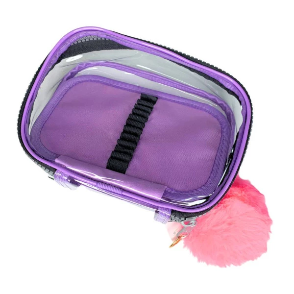 Estojo Box Lilás Transparente Cristal Jumbo Com Aba Fizz