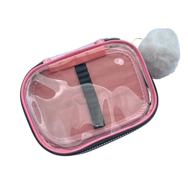 Estojo Box Rosa Pastel Transparente Cristal Com Aba Fizz
