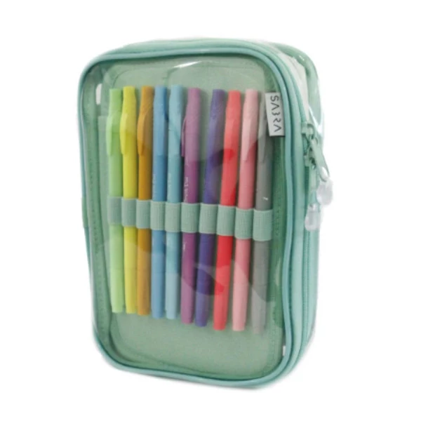 Estojo Box Sabra 100 Pens Cristal Verde Bebê