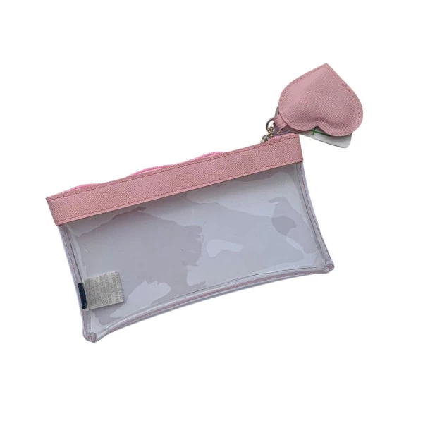 Estojo Necessaire Coração Rosa Pastel Cristal Fizz