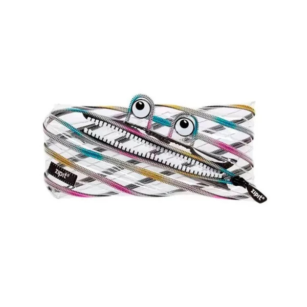 Estojo Escolar Zipit Transparente Clear Monster Colorido