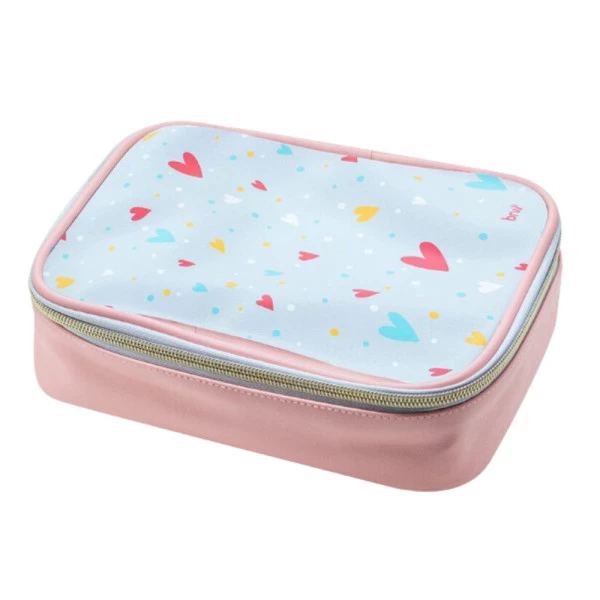 Estojo Necessaire Box Pompom Coração BRW