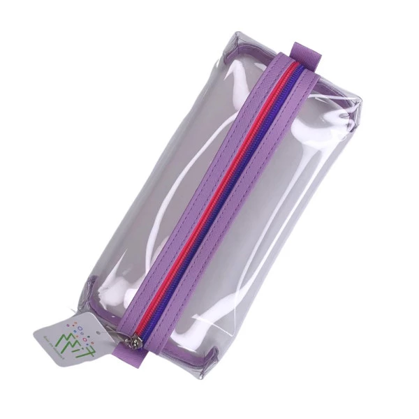 Estojo Retangular Transparente Candy Color Rosa e Roxo Fizz