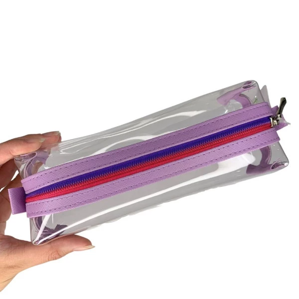 Estojo Transparente Bau Candy Colors Rosa e Roxo Fizz