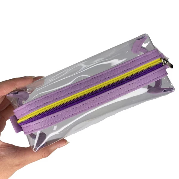 Estojo Transparente Bau Candy Colors Roxo e Amarelo Fizz