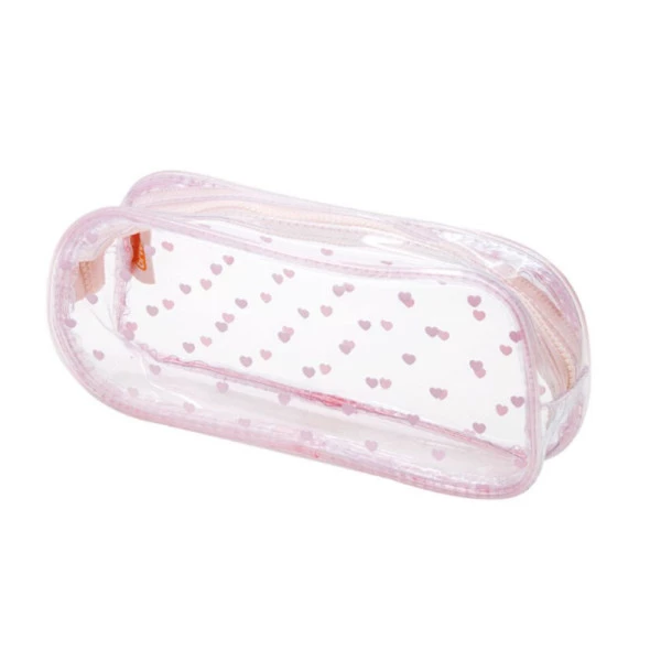 Estojo Transparente BRW Coração Rosa