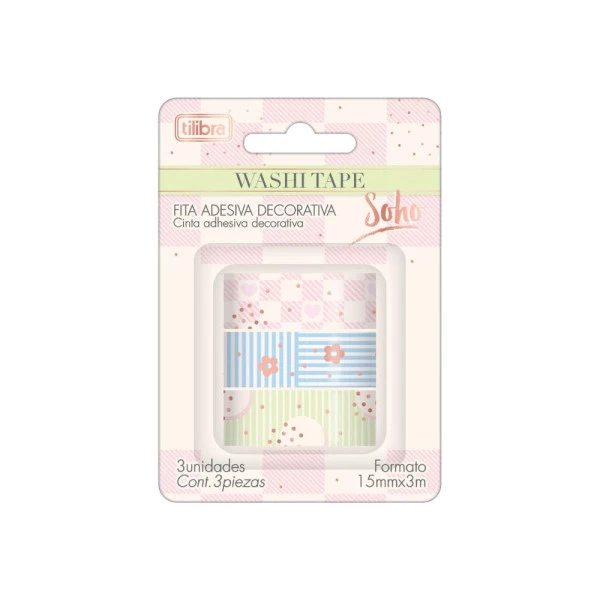 Fita Adesiva Decorativa Washi Tape Soho Tilibra 3Un