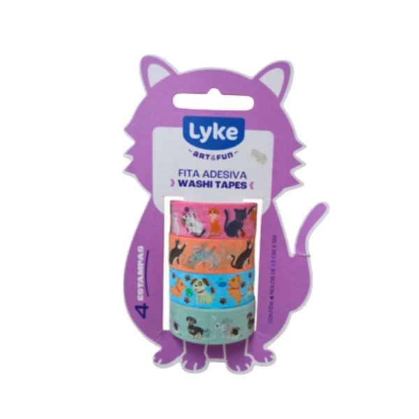 Fita Adesiva Washi Tape Animais C/4 Un Lyke