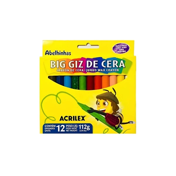 Giz De Cera Big Acrilex 12 Cores