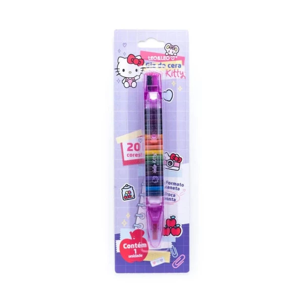 Giz De Cera Hello Kitty Troca Ponta 20 Cores Blister C/1