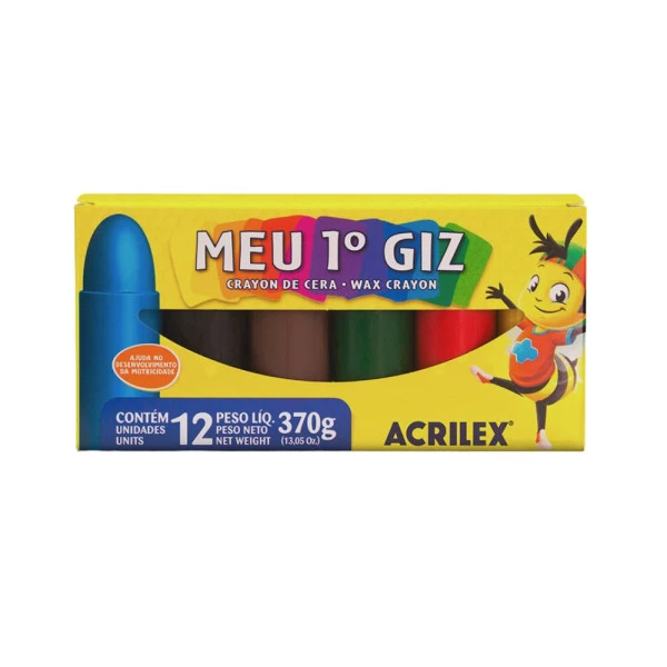 Giz De Cera Meu Primeiro Giz Acrilex 12 Cores