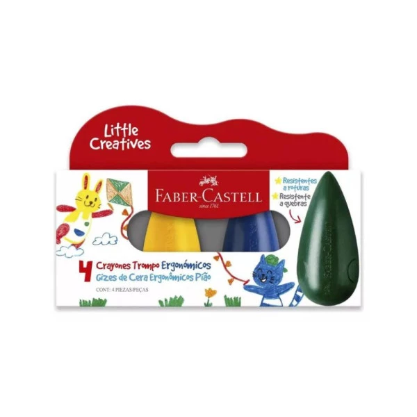 Giz de Cera Pião Little Creatives Faber Castell 4 Cores