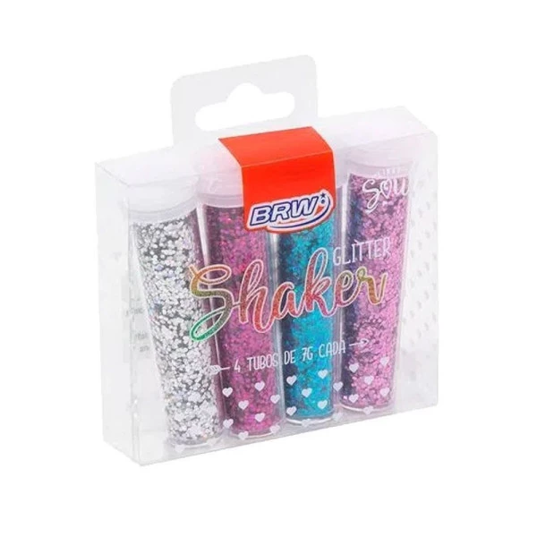 Glitter shaker hexagonal 7g - blister c/ 4 cores
