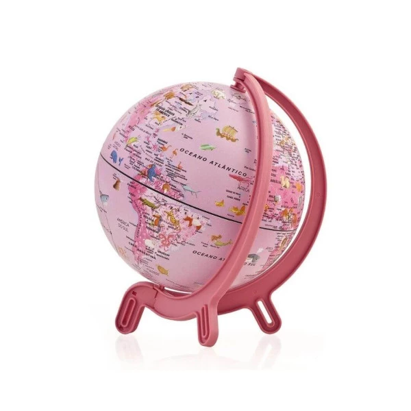 Globo Terrestre Decorativo Mini Giacomino Pink Zoo 16cm Rosa