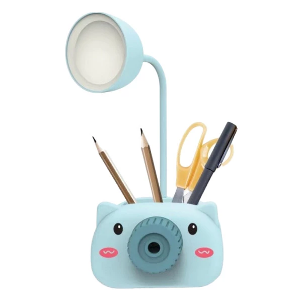 Luminária de Mesa Led Apontador Porquinho Azul