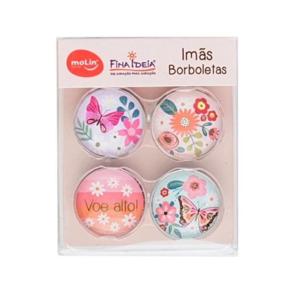 Imã de Geladeira Borboletas Kit c/4 Un Molin Fina Ideia