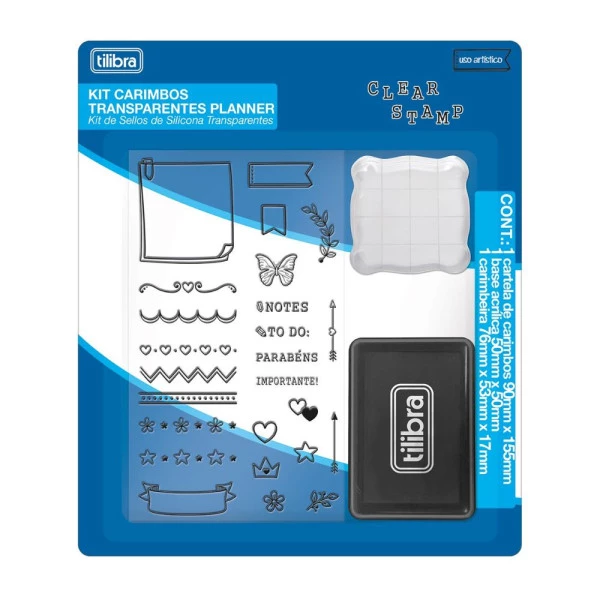 Kit Carimbos Transparentes P/ Planner Tilibra