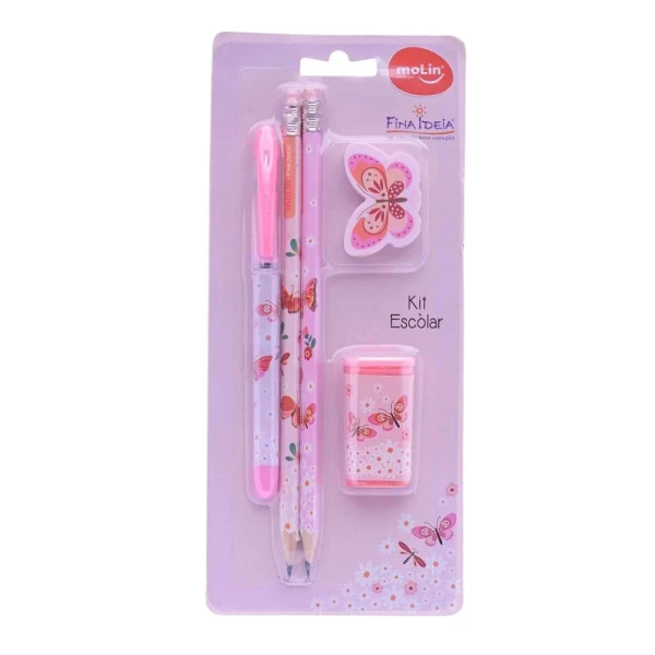 Kit Escolar Borboletas Fina Ideia Molin C/ 5un