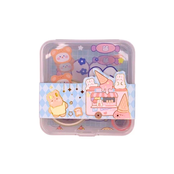 Kit Kawaii Adesivo e Washi Tape Azul