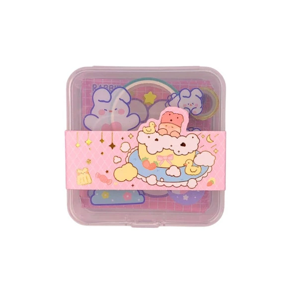 Kit Kawaii Adesivo e Washi Tape Rosa