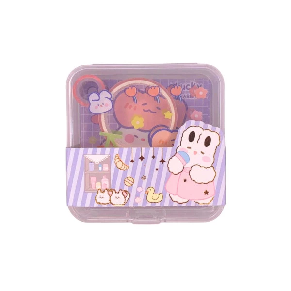 Kit Kawaii Adesivo e Washi Tape Roxo