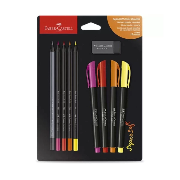 Kit Lettering Faber-Castell SuperSoft Cores Quentes