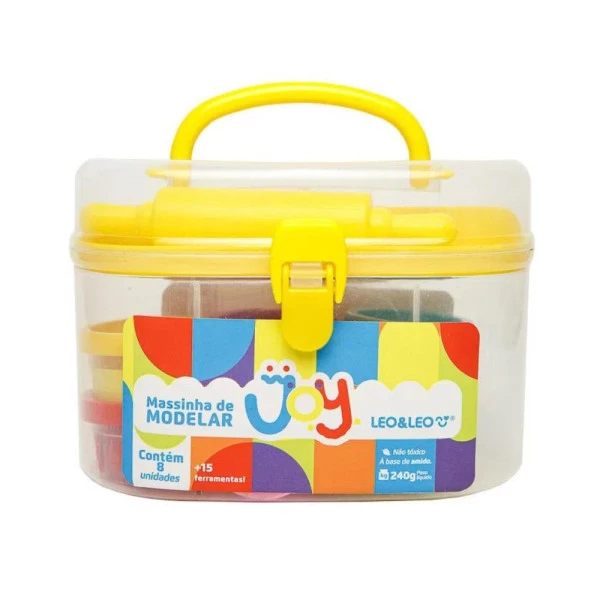 Kit Massinha De Modelar Joy Maleta 8 Cores e 15 Moldes Leo&Leo