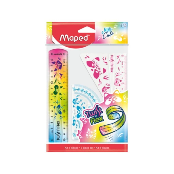 Kit Régua Maped Flexível Mini Cute Twist'n Flex