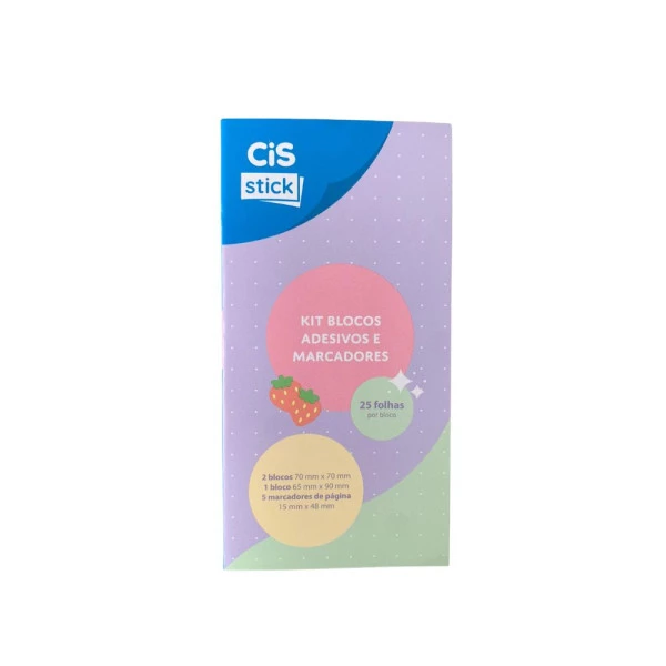 Kit Bloco Adesivo e Marcadores Cis Stick Frutinhas 8 Modelos