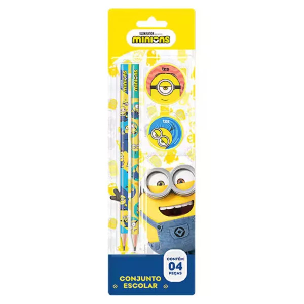 Kit Escolar Minions Tris 4 Peças