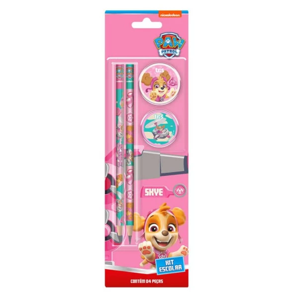 Kit Escolar Patrulha Canina Skye Tris 4 Peças