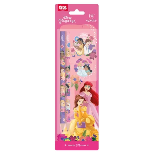 Kit Escolar Princesas Tris 4 Peças