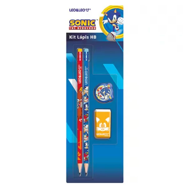 Kit Escolar Sonic Leo&Leo 4 Peças